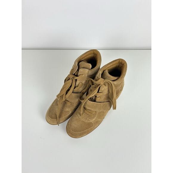 NWOT Ash Limited Womens Bowie Wedge Lace-Up Suede Casual Shoes Tan Size 7 (eu38) - Picture 2 of 7